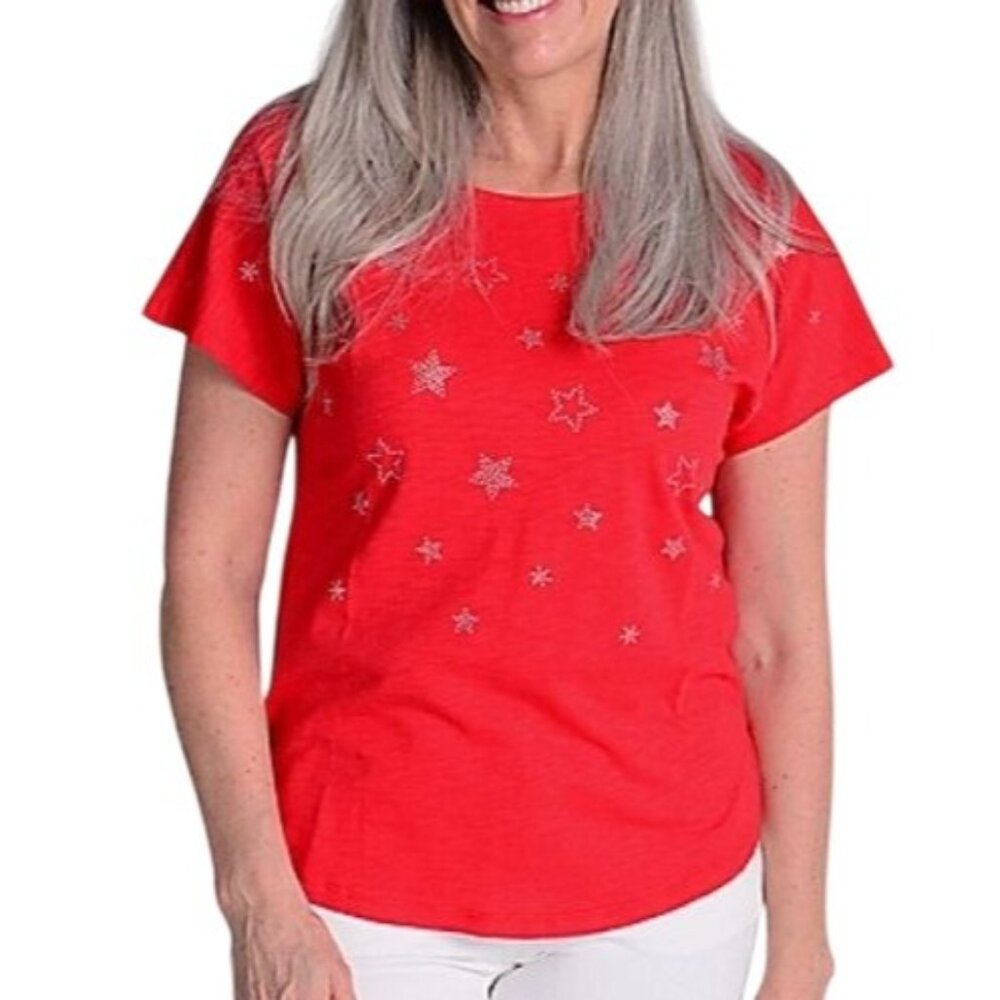 Falling Stars Embellished Crewneck Tee MEDIUM (505)